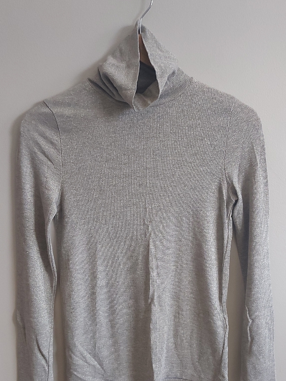 Madewell Silver Gray Ribbed Turtleneck Sweater